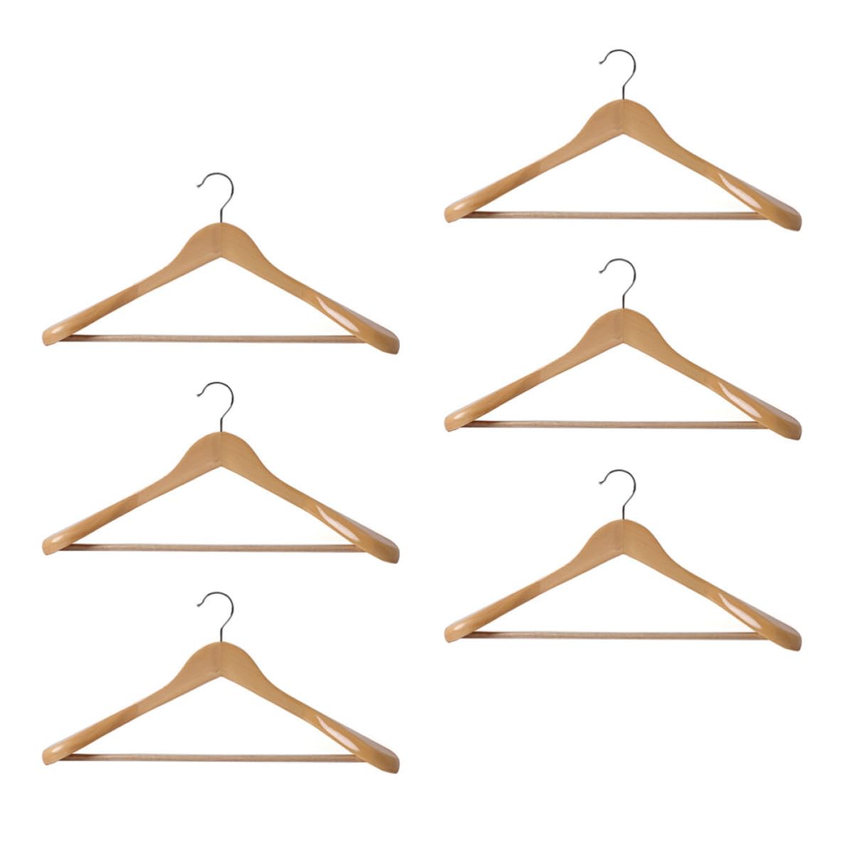 CHILDWEET 6 Stück Kleiderbügel aus Massivholz mit Anti Rutsch Funktion und Glatten Linien für Zuhause und Schrank Retro Stil Beige