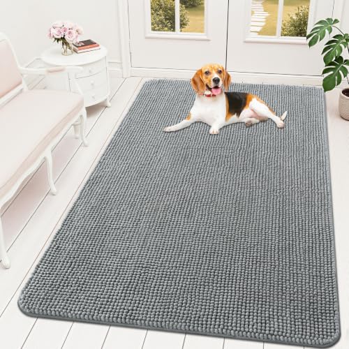 Image of OLANLY Dog Door Mat for Muddy Paws 70x46, Absorbent Chenille Mud Doormat