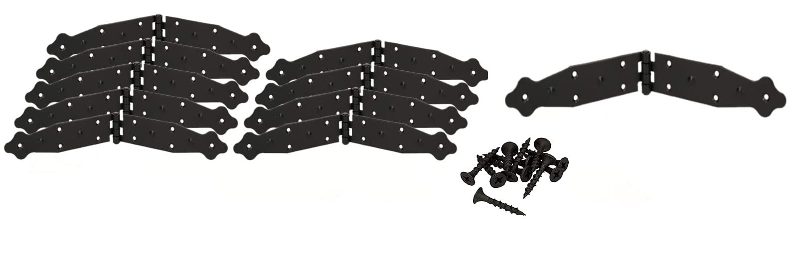 KOTARBAU® - Set di 10 cerniere per casse, tavoli, mobili, verniciate a polvere, 290 x 35 mm, colore nero