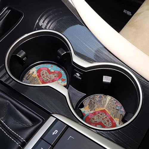 Posavasos de Madera para Autos, 2 Unidades, Diseño Corazón miniatura 7