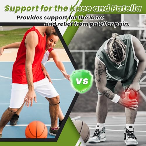 Image of 2PCS Patellar Tendon Knee Strap Knee Band for Knee Pain Relief Patella Band for Basketball Running Sports Breathable Patellar Tendon Support Strap (Black + Black)