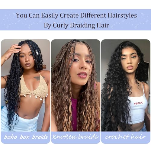 MLETULIPS Ocean Wave Crochet Hair Extensions Deep Wave Braiding Crochet Hair Soft Synthetic Curly Braiding Crochet Hair for Black Women (1B - Image 4