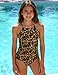 Cuddomper Girls Swimsiut Size 7-8 Leopard Cheetah One-Piece Bathing Suit with Black Mesh Cover Ups Adjustable Straps Cut Out Swimwear