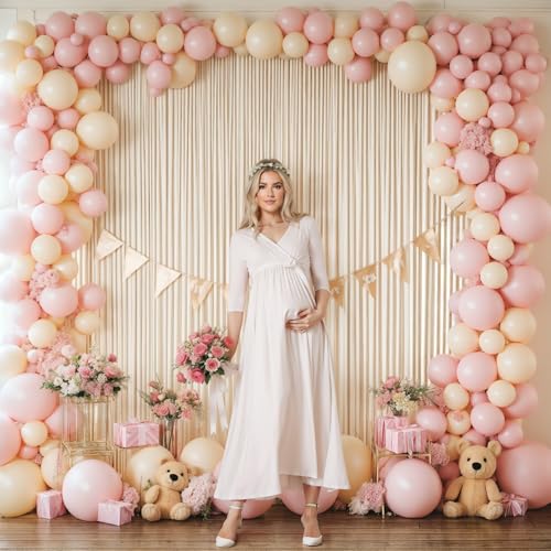 24x10FT Champagne Backdrop Curtains for Wedding Parties, Wrinkle Free Polyester Photography Backdrop Drapes for Wedding Baby Shower Birthday Parties Stage Background Stand Decorations 4x10ft,6 Panels by PARTISKY - Image 3