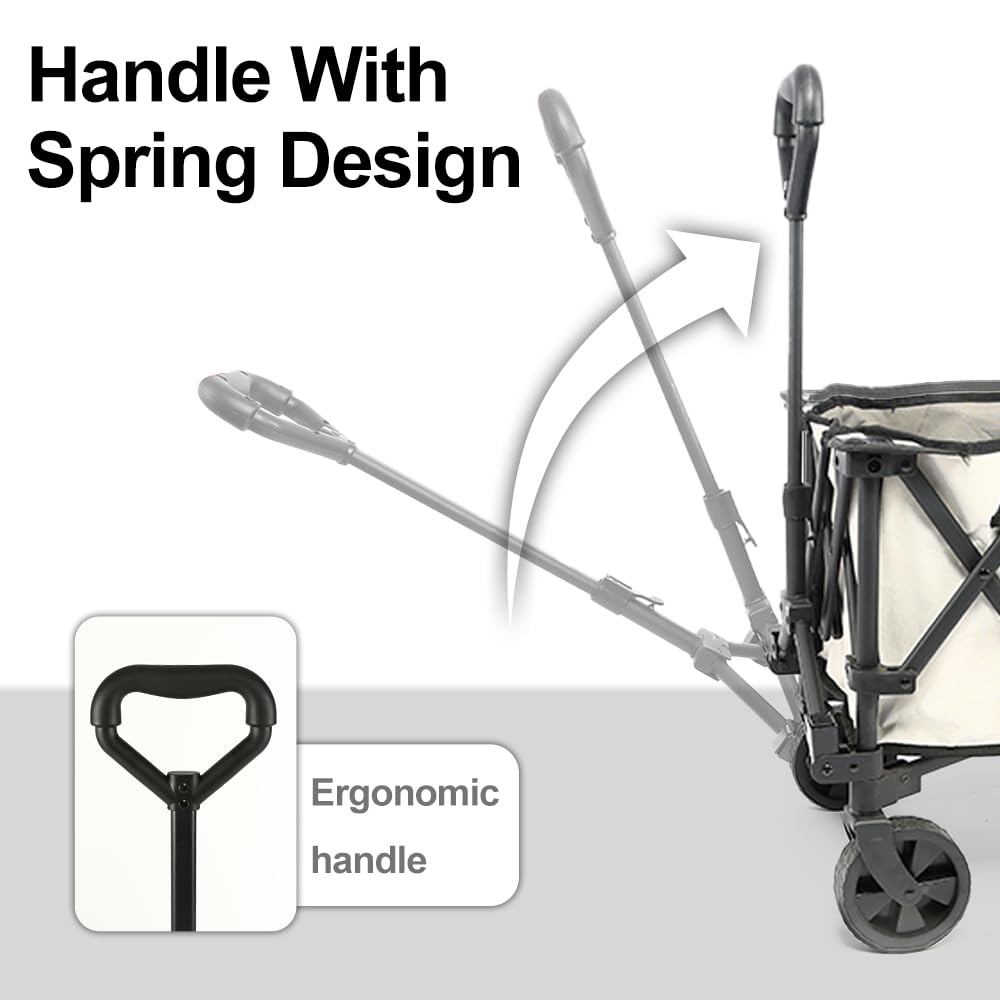 Whitsunday Collapsible Compact Wagon Cart Foldable,Folding Beach Heavy Duty Wagon with 360Â°Rotatable Wheels for Camping Outdoor Sports Garden Silver (used)