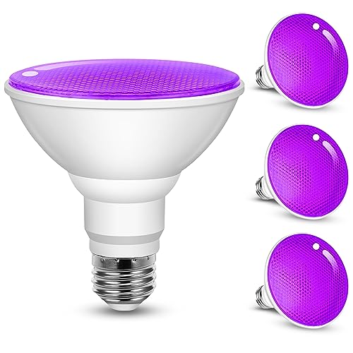 JandCase Halloween Purple Light Bulb Outdoor, PAR30 Purple Flood Lights 12W