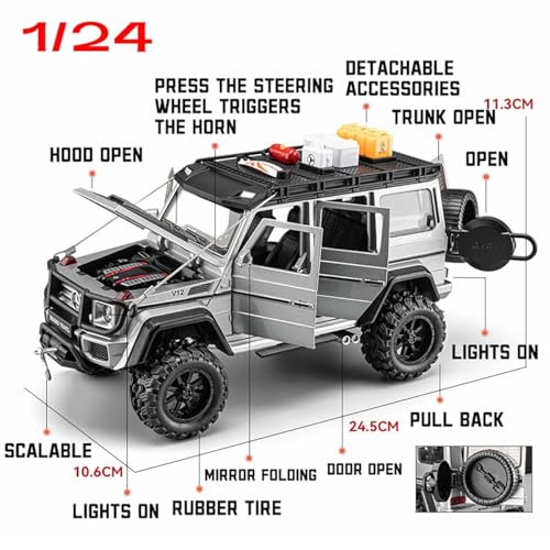 Image of Merceedes Brabus G550 1:24 Model Car with Box, Zinc Alloy Pull Back Toy car with Sound and Light for Kids Boy Girl Gift [Colors as Per Stock]
