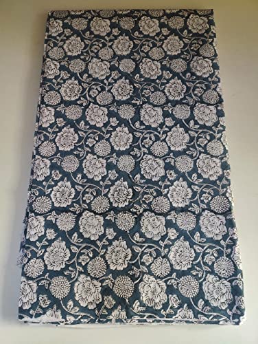 Image of Floral Printed Cotton Fabric Cloth Hand Block Print Fabric Women Material Running Jaipuri Hand Block Printed Women Dress Material Kurtis Natural 44 inch Inches Width 2.5 Meter (Pattern 11)