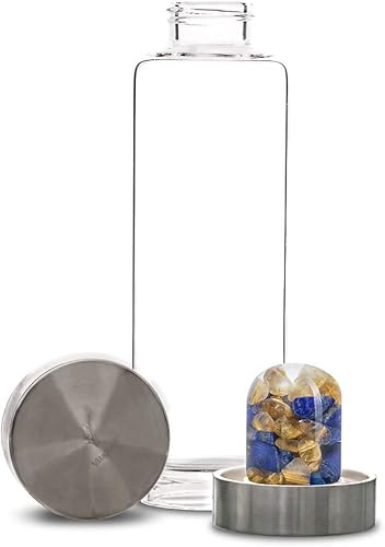 Miniatura 2 de VitaJuweel, botellas con cristales y piedras preciosas. Botella de vidrio con perlas de bohemia infundida. Mejora y estructura el agua potable