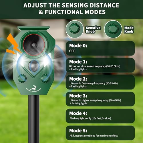 image for X-octenol Ultrasonic Deer Repellent Devices Outdoor, 4 Pack Solar Anim