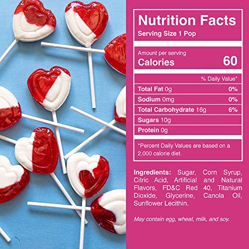 Heart Lollipops by Candy Creek, Bulk 18 lb. Carton, Strawberry Cream Valentine’s Candy
