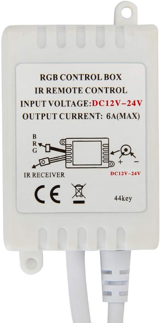 BZONE 2-Port 44 Keys Wireless IR Remote Controller for SMD 5050 3528 RGB LED Strip Lights, Dual 4-pin Output Remote Controller Dimmer for 2pcs RGB LED Strips DC12-24V