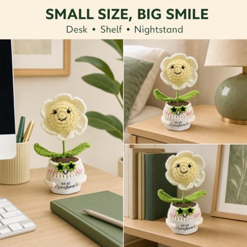 Nearockle Handmade Birthday Gifts for Women, Positive Crochet Sunflower — view 5