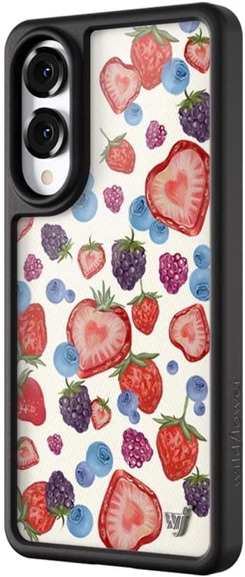 Wildflower Cases - Compatible with Samsung Galaxy S25 Edge | Protective Black Bumper, 6.5ft Drop Test Certified, Women Owned Small Business | Berries Aesthetic Classic Popular Trendy | Fruit Tart