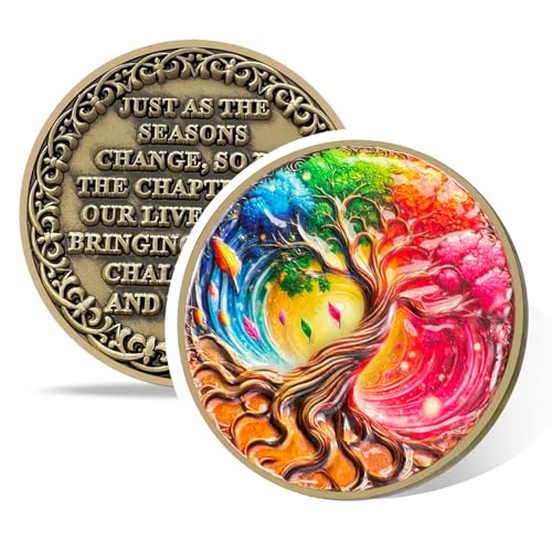 Four Seasons Tree of Life Sobriety Coin, Affirmation NA AA