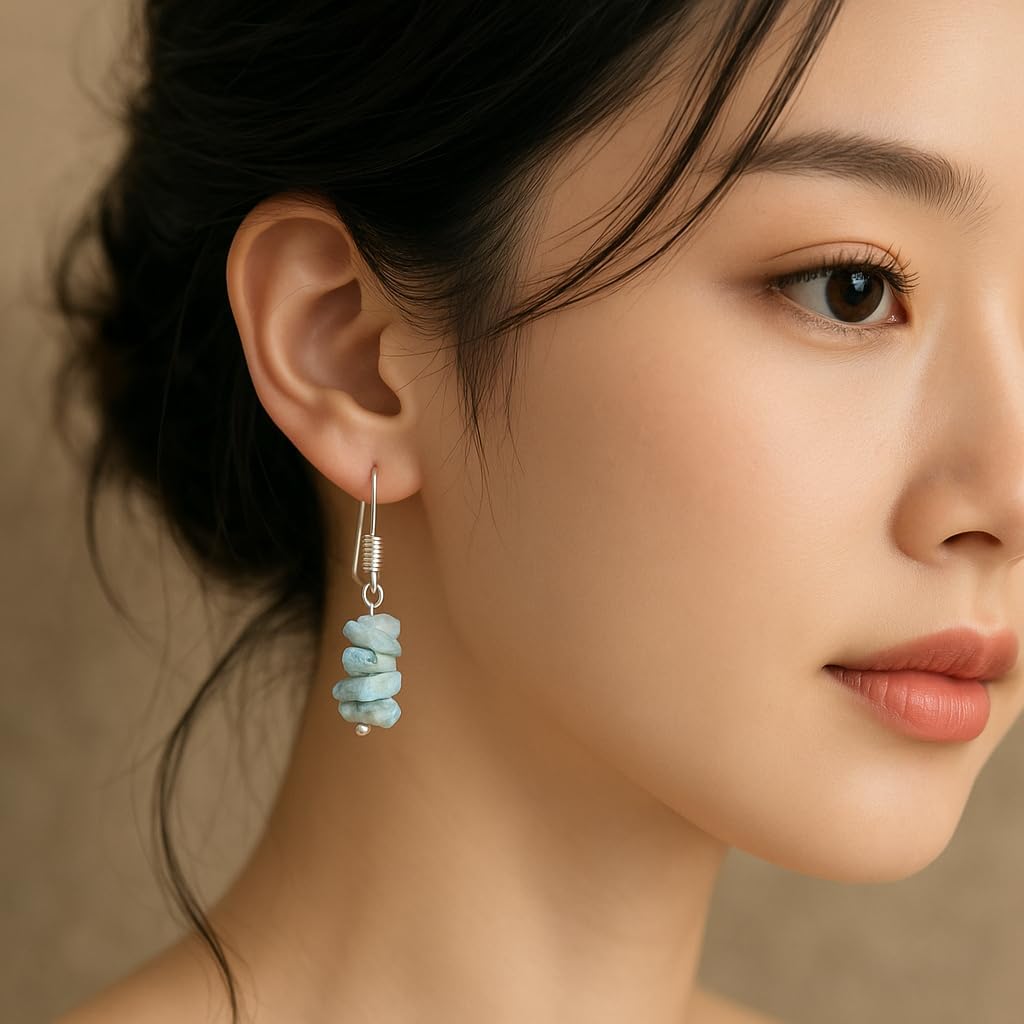 Gemstone Chips Dangling Earrings, Stone 2-3 MM, Silver Plated, Handmade Jewelry, Chakra Healing Crystals, Polished Nuggets Stones, Women Earrings, Gemstone Jewellry - Image 2