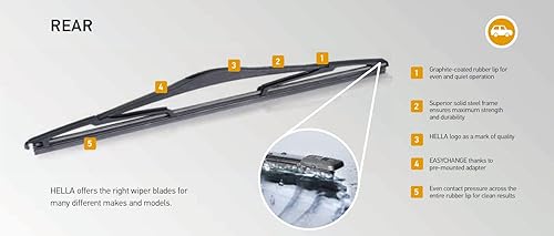 Miniatura 5 de HELLA 9XW398114014T - Limpiaparabrisas trasero de 14 pulgadas (paquete de 1)