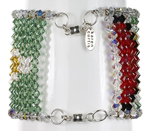 Karen Curtis Swarovski Crystal Guyana Flag Cuff Bracelet #TOP6