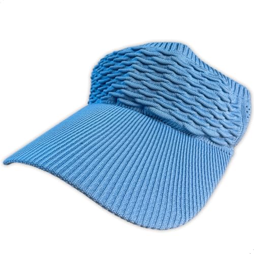 Visor Viseira Esportiva Feminina Aba Longa Corrida Praia Tenis Volei Piscina Proteção Solar Chapeu Ajustavel Rabo de Cavalo Acessorio Fitness Touca (BR, Alfa, Único, Azul Celeste)