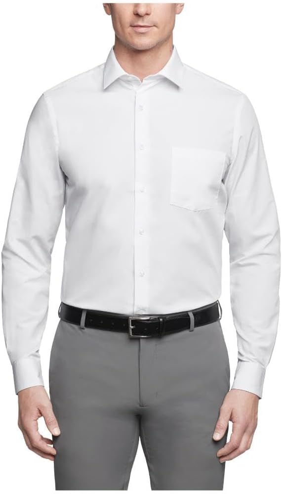 Mens Dress Shirt Regular Fit Poplin Solid