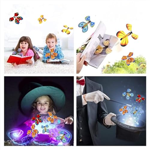 Gleemix 4 Stück Magische Fliegende Schmetterling Spielzeug, Fliegender Schmetterling Züchten Karte, Magic Butterfly Scherzartikel, Zaubertricks Kinder Überraschung Geschenk, für Geburtstag, Hochzeit