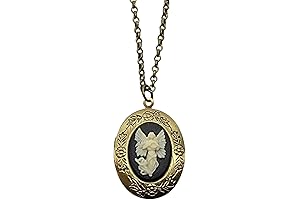 Charming Angel of Mine: Antique Bronze Angel Cameo Locket Necklace