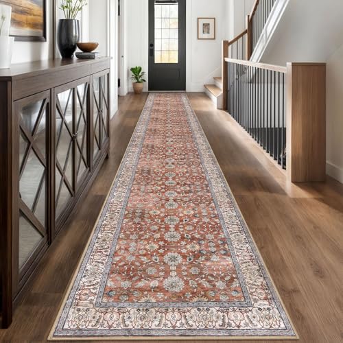 KUTA Vintage Washable Long Runner Rug, 2.6x18 Red Clay Runners