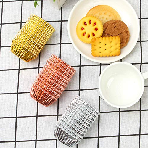 Elcoho EH0248 600 Pieces 1.25 Inch Mini Foil Metallic Cupcake Liners Muffin Paper Cases Baking Cups thumb #3