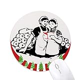 Frauen Buchprüfung rot China Muster rund Gummi Maus Pad Weihnachtsdekoration