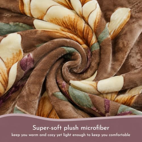 Image of Signature Special Limited Edition Super Soft Double Layered Blanket - 1100 GSM Winter Luxury - Reversible, Ultra Warm & Plush - King & Single Bed (Golden Magnolia, Double)