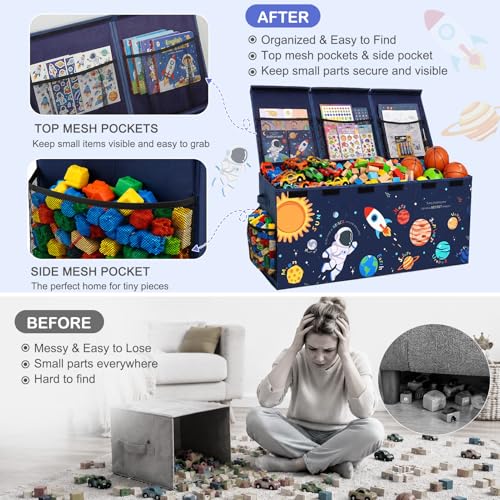 Image of Toy Box with Adjustable Divider Large Toy Chest Storage for Nursery Kidroom