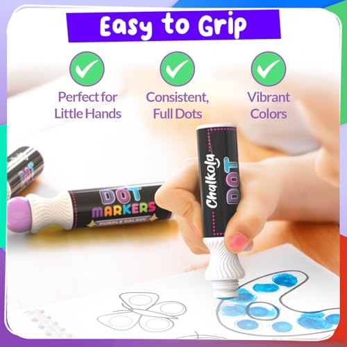 Chalkola 8 abwischbar Dot Marker | Dot Stifte Mit 20-Seitigem Mal-Aktivitätsbuch, Bingo Stift | Stempelstifte für kinder ab 2 | Bingo Dabber | Paint Art Set für Vorschulkinder, Bastelset für Kinder