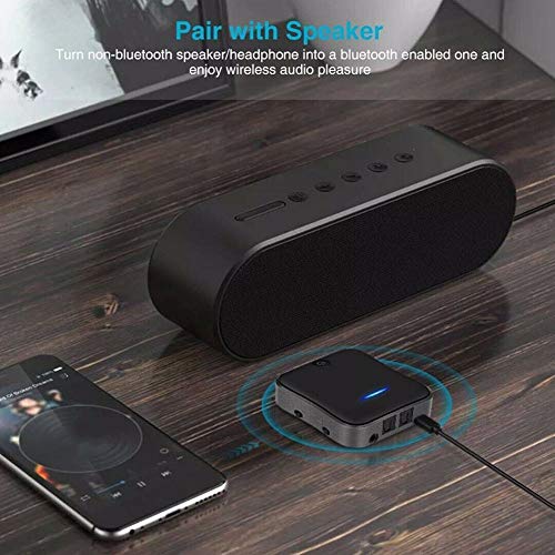 2-in-1 Bluetooth 5.0 Transmitter Receiver Adapter AptX Low Latency Bluetooth Audio Transmitter for TV PC (Optical Digital Toslink,3.5mm Aux,RCA,PC USB) 32ft Range, Dual Link, No Audio Delay