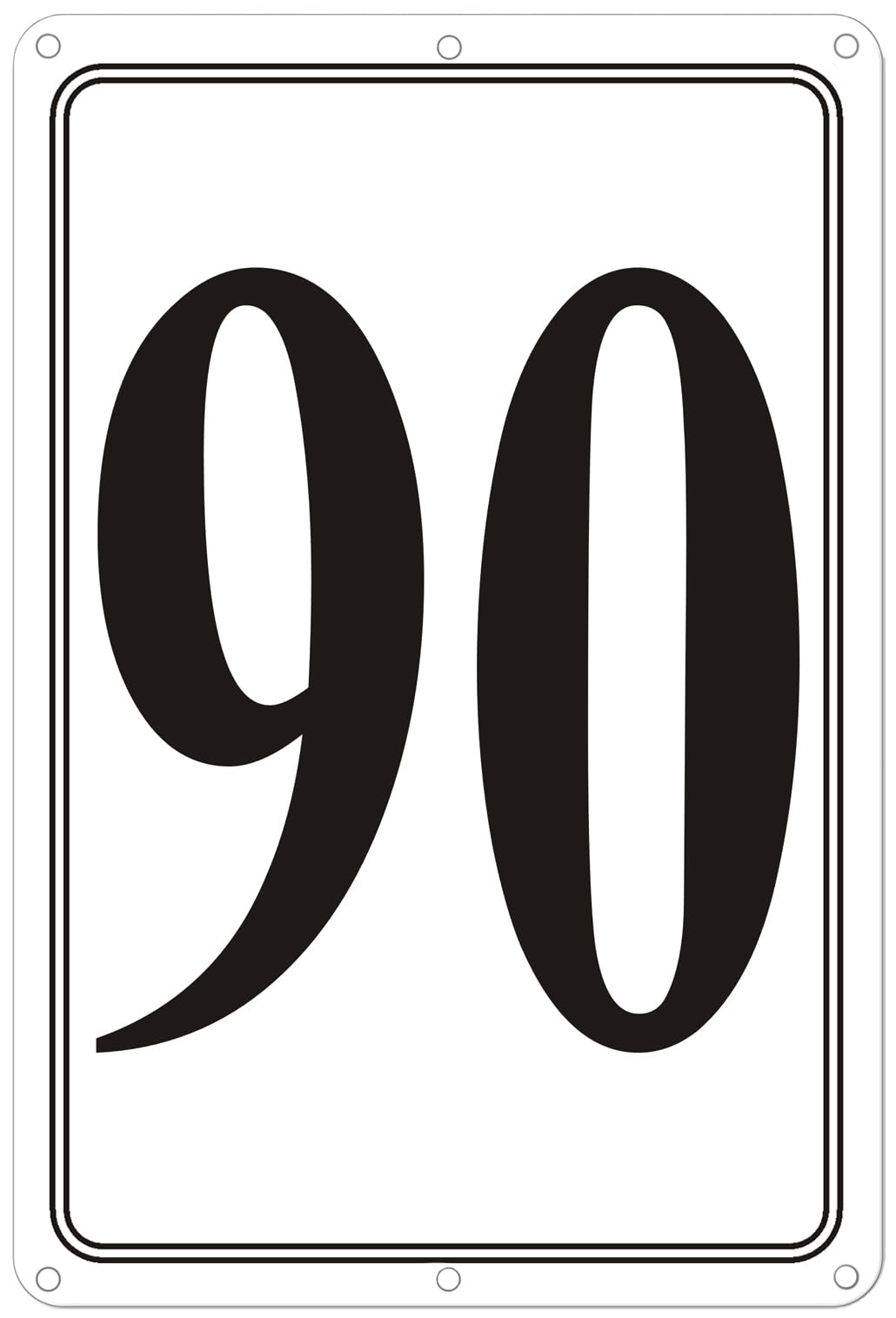 Premium Aluminum Number Signs 90, Metal 12" X 8" Numbered Signs Outdoor for Parking Lots, Floor, Dock, Court, Aisle, Field, High Visibility, No Fade, Weather-resistant