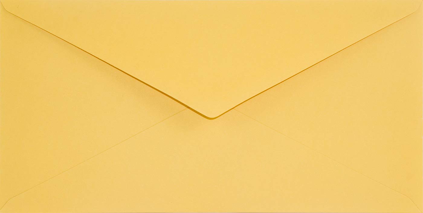 Netuno 500 buste per lettere lunghe giallo formato DL 110 x 220 mm 120g Keaykolour Indian Yellow buste lettere per inviti partecipazioni Natale Pasqua buste colorate americane matrimonio compleanno