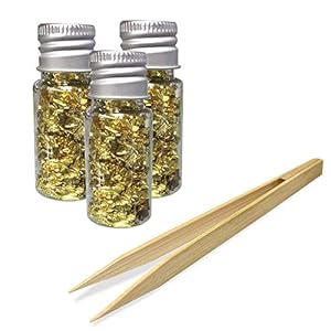 Surakey – Eetbare bladvlokken, 3 stuks gouden vlokken eetbaar voedsel decoreren folie goud blad voor koken, gebak…