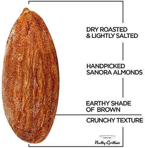 Image of Nutty Gritties California Roasted Almonds 48g, Lightly Salted, Dry Roasted, Non Fried, Zero Oil, Crunchy Healthy Snack