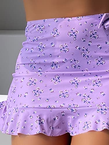 Floerns Women's 3 Piece Bathing Suit High Cut Bikini Sets Swimsuit with Cover Up Skirt - Image 5