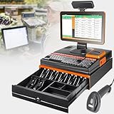 【Impression de reçus intégrée haute vitesse】L'imprimante thermique intégrée assure des reçus rapides, silencieux et nets. L'écran tactile ajustable offre un angle de vision confortable, réduisant la fatigue des caissiers lors des longues journées de travail.