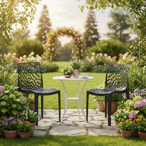 Image of Supreme Web Plastic Chair |Armless Chair for Dining Room Set, Home, Cafe & Outdoor Use |Weight Bearing Upto 220kgs (Color: Back; Set of 2)