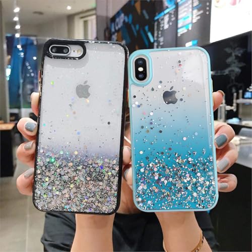 Image of Vonzee Case Compatible with iPhone X & XS (5.8 inch), Non Moving Glitter Cover for Girls & Women Soft TPU Shockproof Anti Scratch Drop Protection Cover (Mint Green)