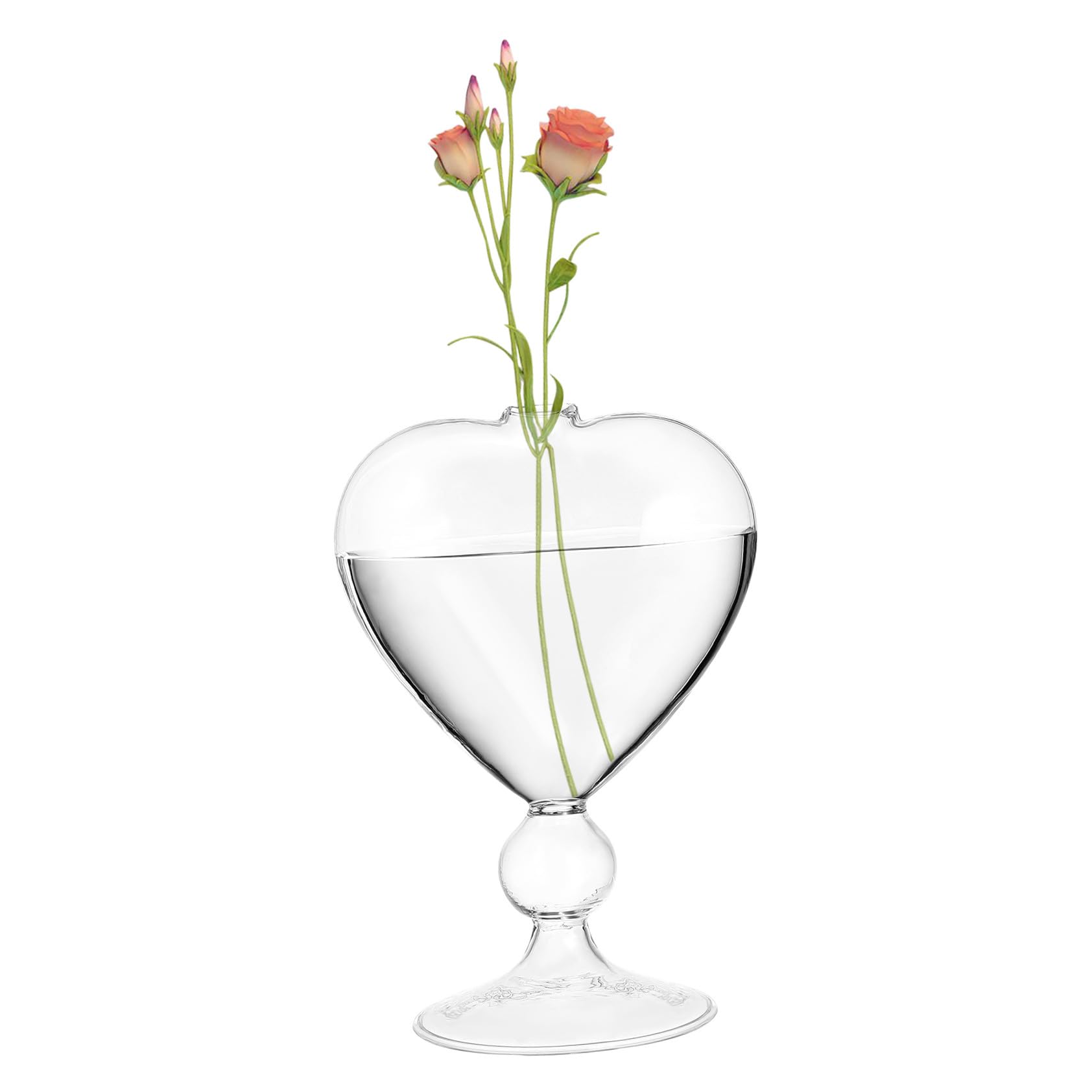 BESPORTBLE Heart Vase Book Shaped Flower Glass Clear Vases for Flowers Creative Hydroponic Transparent Unique Modern Water Planting Table Shelf Decor Or Housewarming Festival