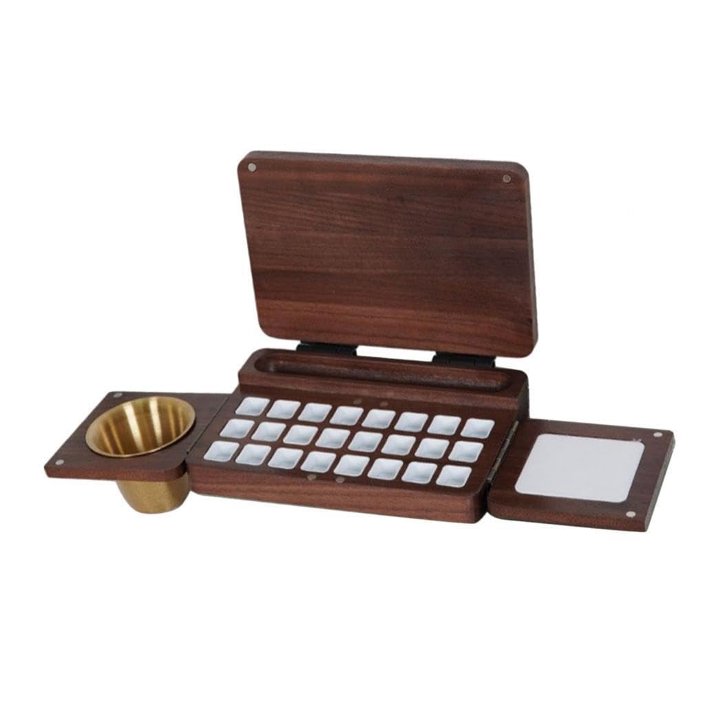 Palette Portable Empty Palette - Boîte à Peinture compacte en Bois pour Les Voyageurs, avec 24 Godets de mélange. Caractéristiques : Structure
