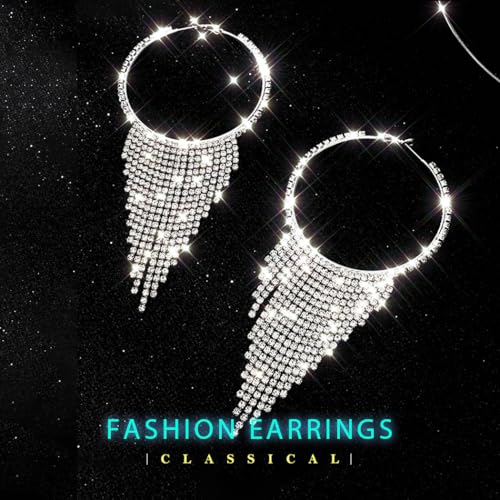 EARENT Rhinestone Earrings Silver Dangling Chandelier Earring for Women3