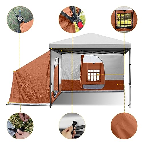 KAMPKEEPER Side Tent,Camping Tent for 10\' x 10\' Pop Up Canopy, Easy Set Up Gazebo,Compatible with 10\' Wide Canopy Tents (Orange)… - Thumbnail 4