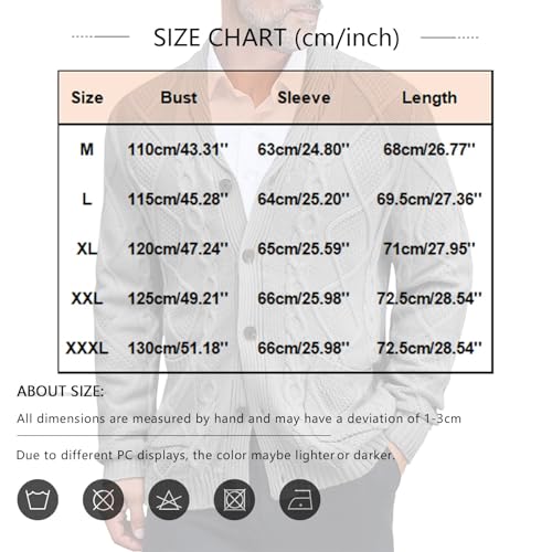 ADHOWBEW Cardigan Sweaters for Men Button Down Knitted Long Sleeve with Pockets Fall V Neck Shawl Collar Winter Coat3