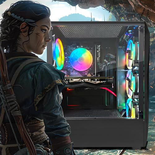 STGsivir PC Gamer Fixe,Ordinateur Gaming, 10th Gen G5905 3.5GHz, Radeon RX 580 8Go GDDR5, RAM 16Go, SSD 1To, WiFi, BT 5.0, Ventilateur RVB x 4, W11H64 – Image 4