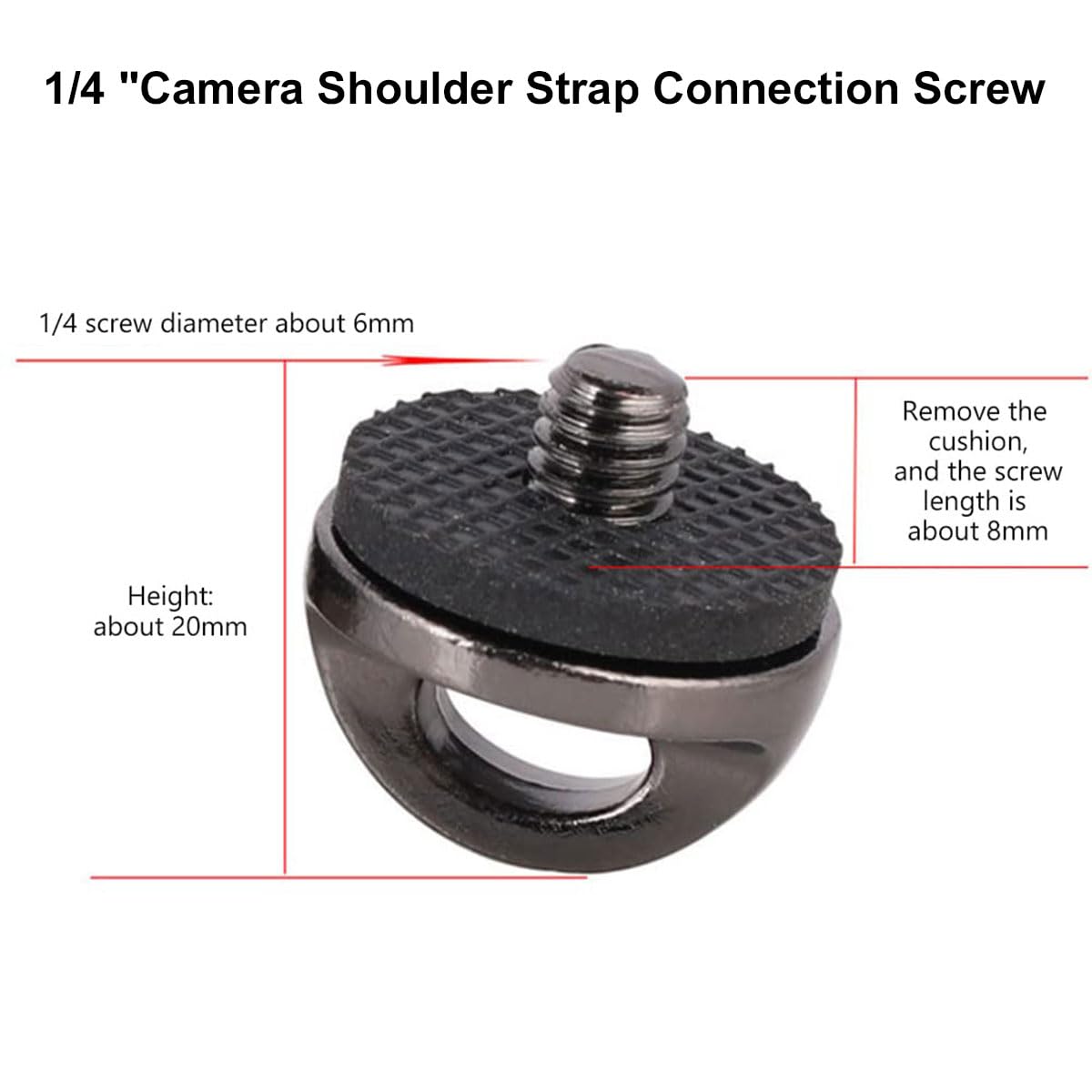 Adapter kamery 1/4", śruba adaptera do paska aparatu 1/4", 4 sztuki kamery 1/4", śruba mocująca do kamery 1/4", śruba adaptera do paska aparatu, mocowanie gwintu statywu, oczko 1/4