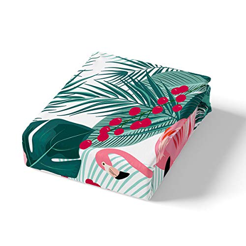 Flamingo Duvet Cover Palm Leaf Bedding Set King Size For Kids Boys Girls Teens Flower Tropical Botanical Quilt Cover Hawaiian Islands Floral Comforter Cover Stylish Décor With 2 Pillow Cases #TOP1