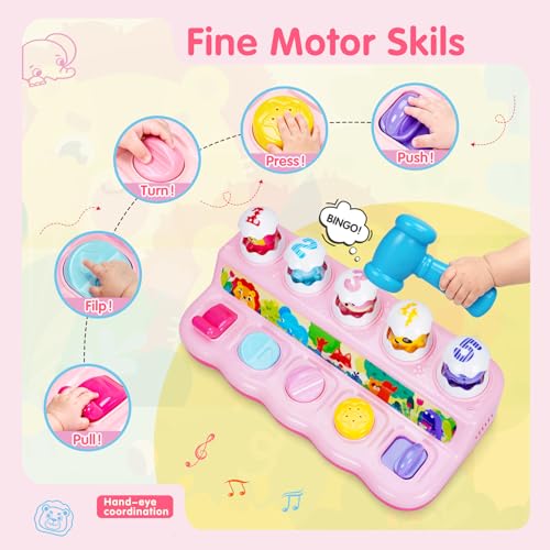 Image of FS Montessori Pop Up Toy for Babies 9-12-18 Months - Quiet Mode Cause and Effect Toys for 1 Year Old Boy Girl - Fine Motor Skills Sensory Infant Toy - Travel Friendly First Birthday Gift